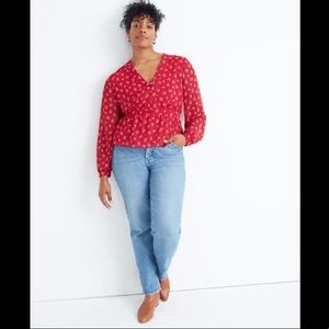 Madewell Little Lillies V Neck Peplum Blouse